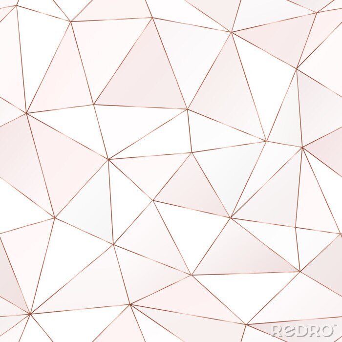 Sticker Rose gold polygonal seamless pattern with triangle tiles.