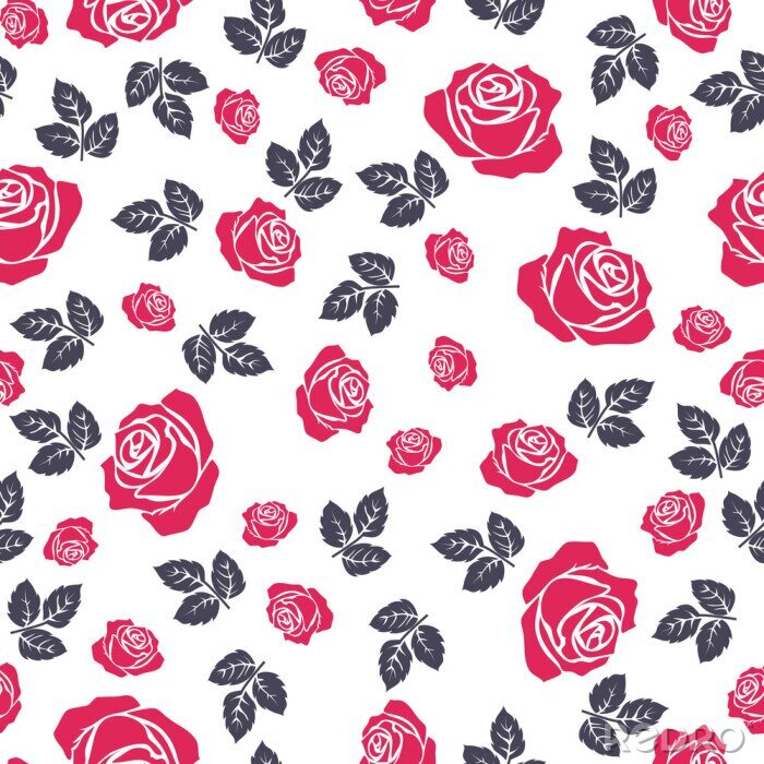 Sticker Rosen rot und schwarze Bl?tter Grafik