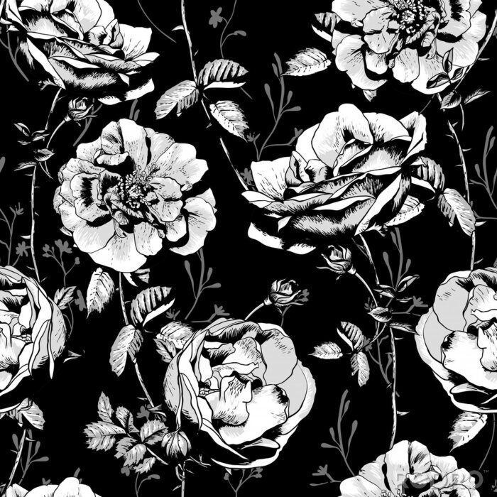 Sticker Rosen wei? auf schwarzem Hintergrund