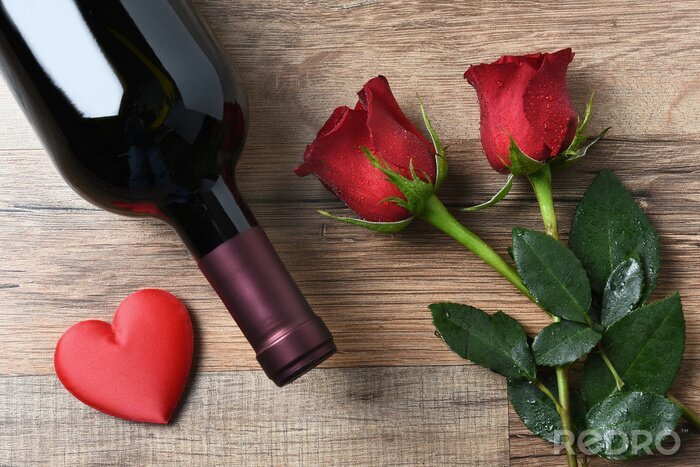 Sticker Rosen  Wein und Herz
