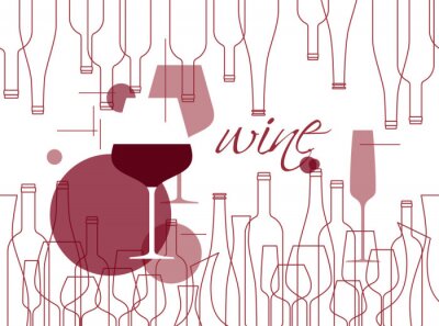 Sticker Roséwein Grafik mit Gläsern