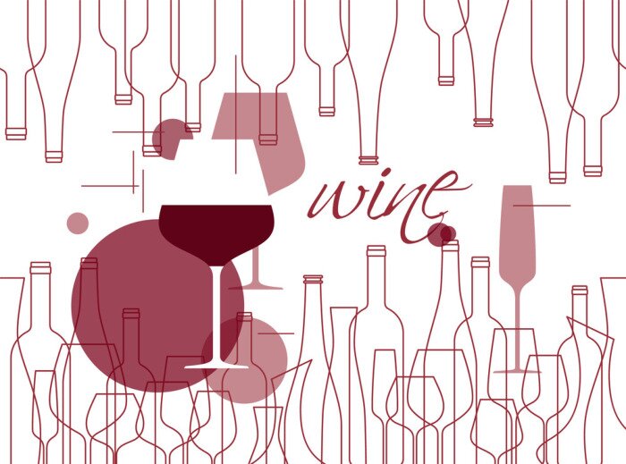 Sticker Roséwein Grafik mit Gläsern