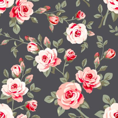 Rot bemalte Rosen auf dunklem Hintergrund im Shabby-Chic-Stil