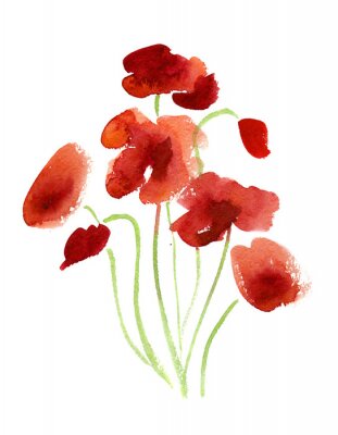 Sticker Rote Blumen mit Farbe bemalt