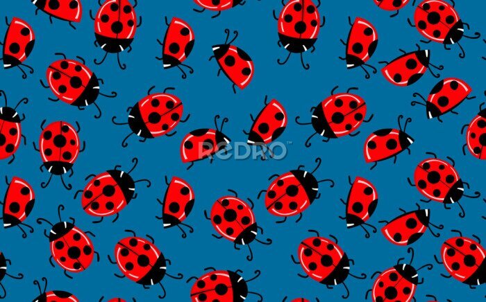 Sticker Rote Marienkäfer auf blauem Hintergrund