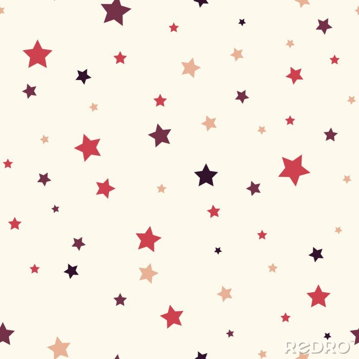 Sticker Rote Sterne in verschiedenen Nuancen auf cremefarbenem Hintergrund