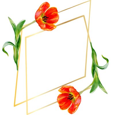 Sticker Rote Tulpen in geometrischem Rahmen