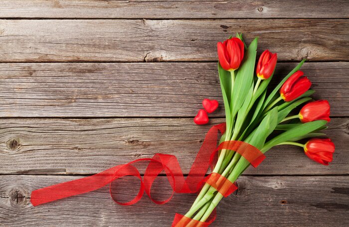 Sticker Rote Tulpen mit Schleife