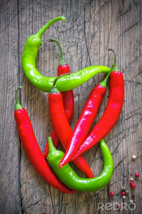 Sticker Rote und grüne Paprikaschoten scharf