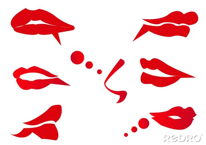 Sticker roten Lippen Sprechblasen