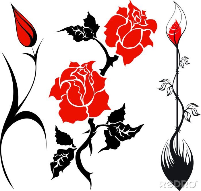 Sticker roten und schwarzen Blumen
