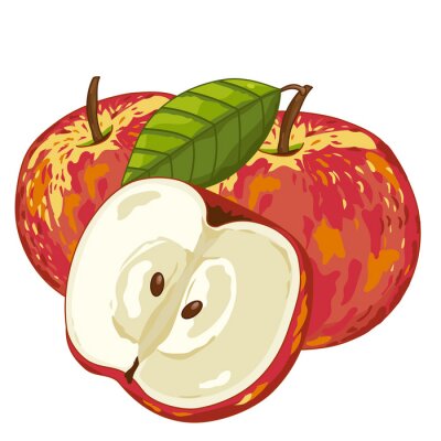 Sticker Roter Apfel auf einer modernen Grafik