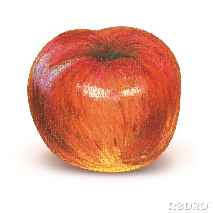 Sticker Roter Apfel Buntstiftzeichnung