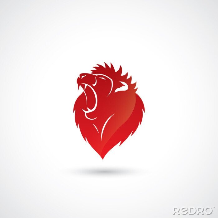 Sticker Roter Kopf eines brüllenden Löwen Grafik