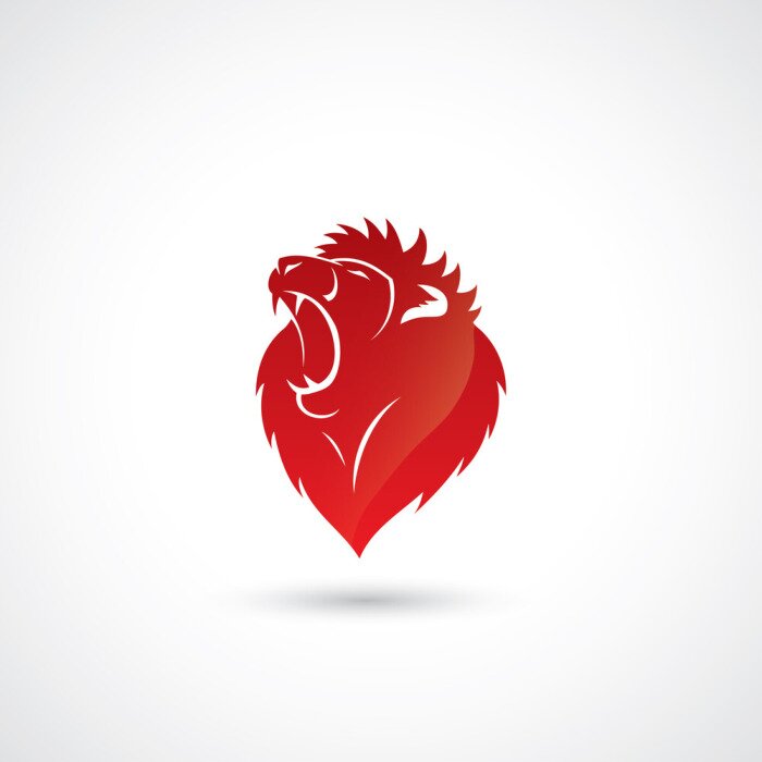 Sticker Roter Kopf eines brüllenden Löwen Grafik