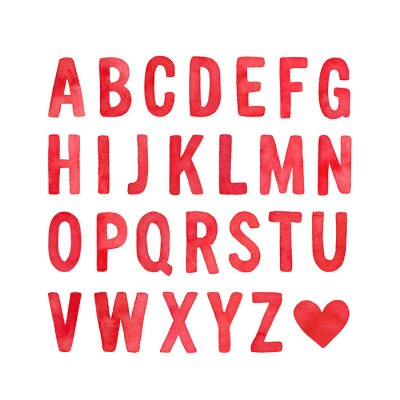 Sticker Rotes Alphabet mit einem Herz