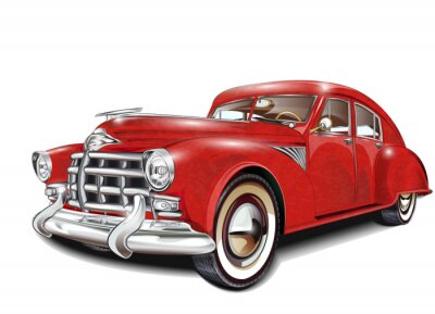 Sticker Rotes Auto Retro realistische Grafik