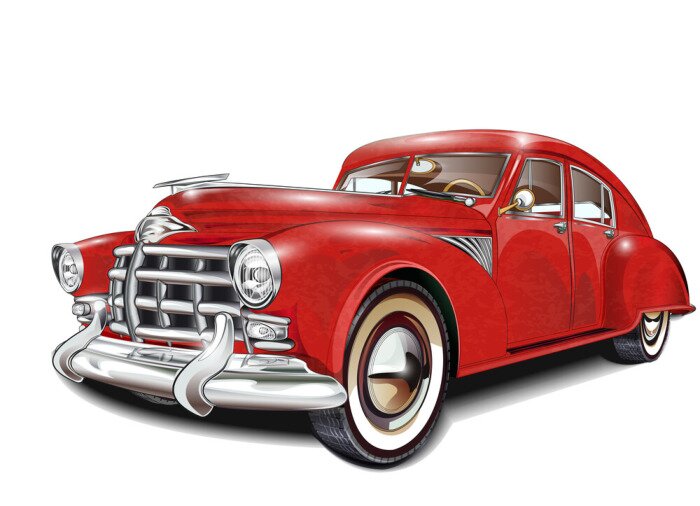 Sticker Rotes Auto Retro realistische Grafik