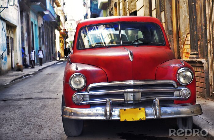 Sticker Rotes Fahrzeug in Kuba