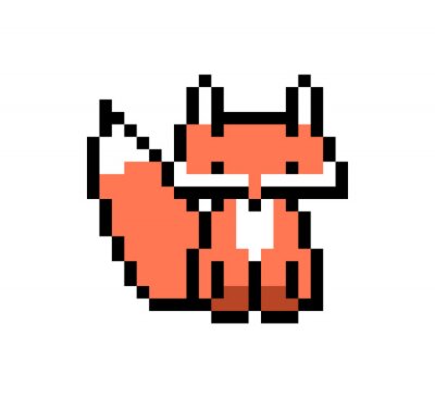 Sticker Rotfuchs aus Pixel Grafik