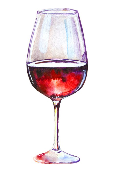 Sticker Rotwein im Glas Aquarellzeichnung
