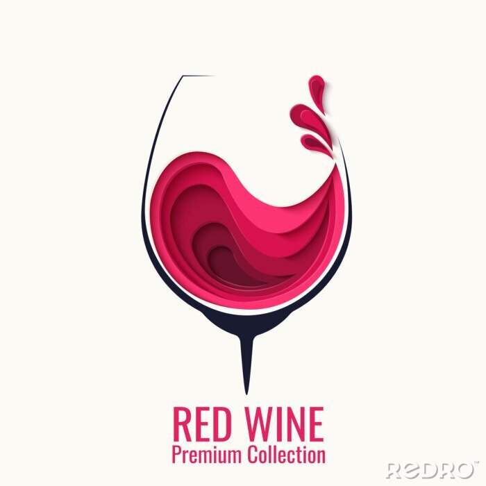 Sticker Rotwein im Glas Werbegrafik