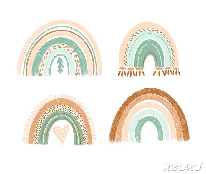 Sticker Rustikale Regenbogengrafik