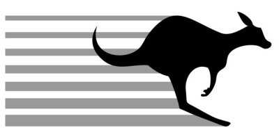 Sticker Safari-Tiere Schwarzes Känguru beim Aufspringen