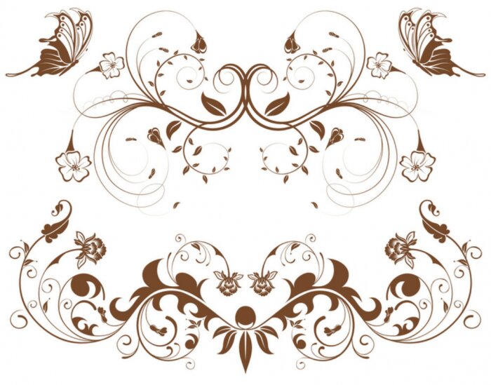 Sticker Sammeln Blumenbeete mit Schmetterling, Element für Design, Vektor