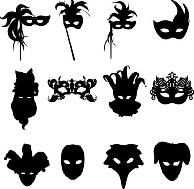 Sammlung von Karneval Venezianische Masken Hintergrund Silhouette