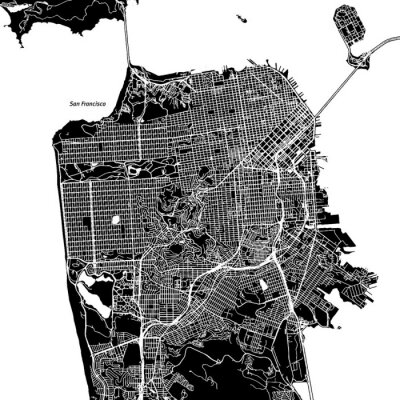 Sticker San Francisco, Kalifornien. Downtown-Vektorkarte.