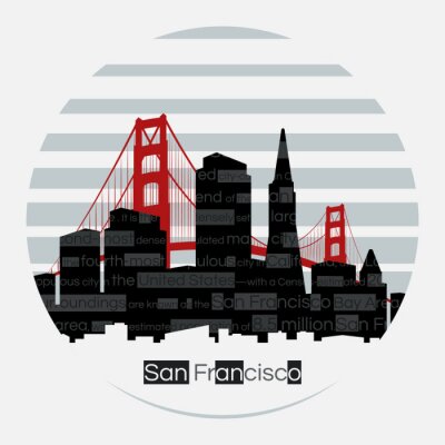 Sticker San Francisco silhouette vector round label