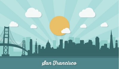 Sticker San Francisco Skyline - flaches Design