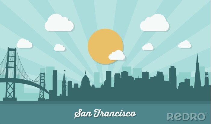 Sticker San Francisco Skyline - flaches Design