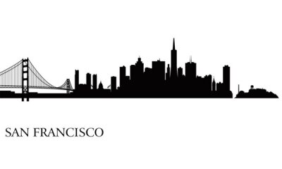 Sticker San Francisco Skyline Silhouette Hintergrund