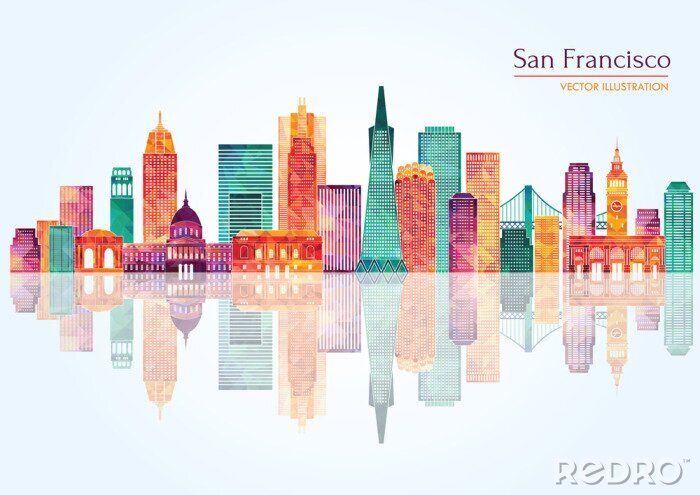 Sticker San Francisco (Vereinigte Staaten) Skyline der Stadt. Abbildung