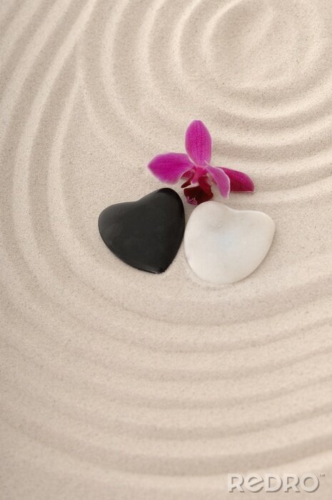 Sticker Sandbild Zen mit Herz und Orchidee