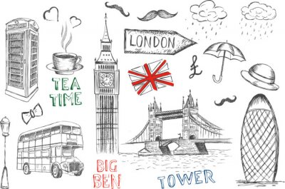 Sticker Satz von England-Symbolen.