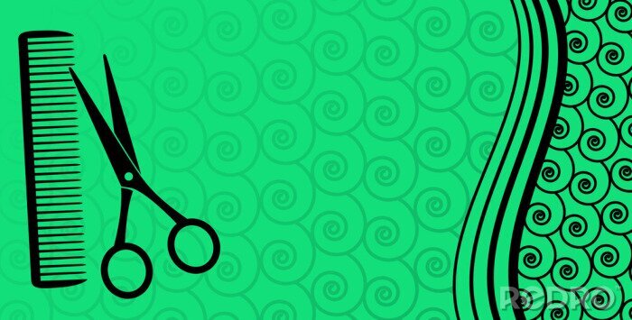 Sticker Schere auf grünem Grafik-Hintergrund