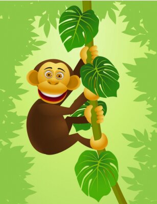 Sticker Schimpansen cartoon