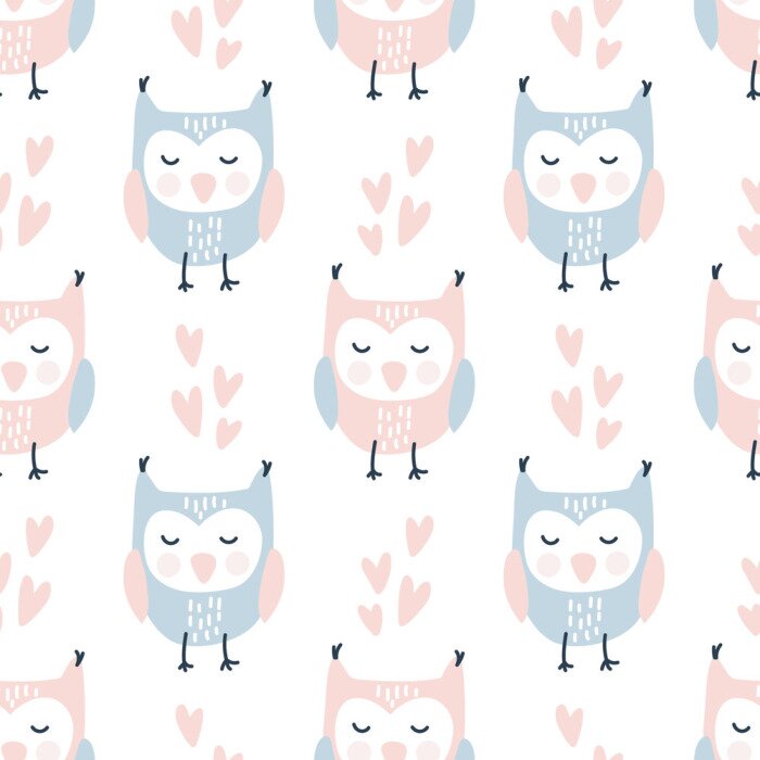 Sticker Schlafende Eulen im skandinavischen Stil