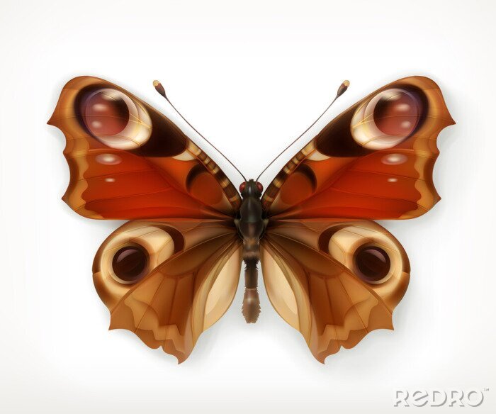 Sticker Schmetterling auf einer realistischen Illustration
