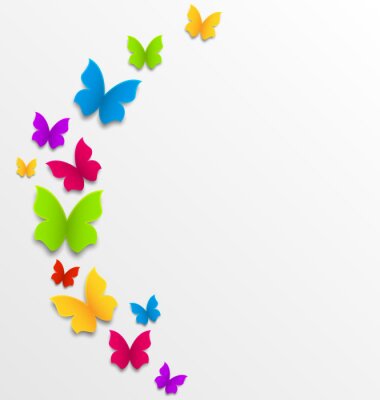 Sticker Schmetterlinge 3D auf weißem Hintergrund