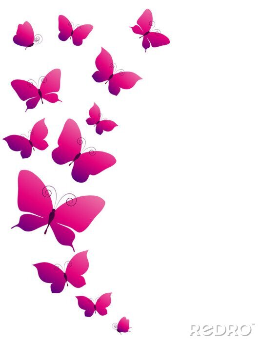 Sticker Schmetterlinge 3D in Rosa