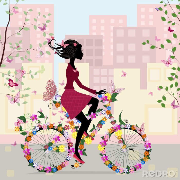 Sticker Schmetterlinge auf einem weiblichen Fahrrad