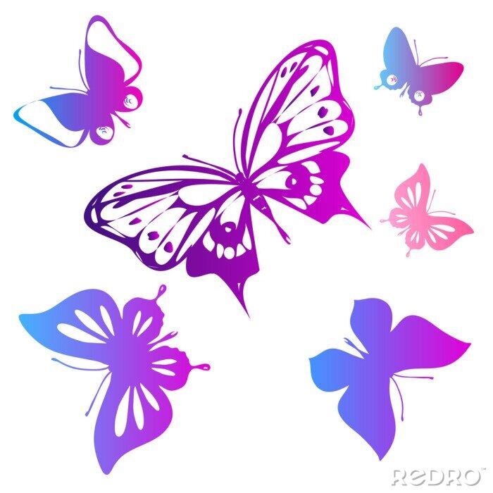 Sticker Schmetterlinge in Mädchenfarben