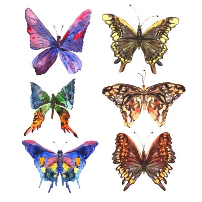 Sticker Schmetterlinge mit Wasserfarben gemalt