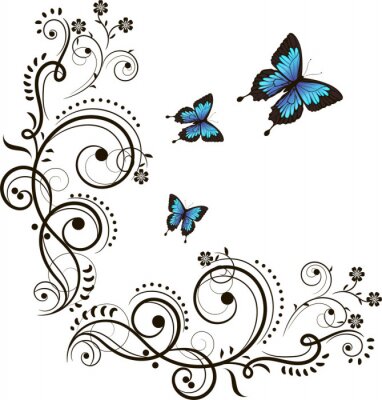 Sticker Schmetterlinge und abstrakte Ornamente