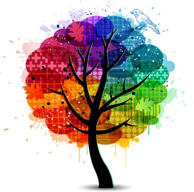Sticker Schöne abstrakte Farb Baum Hintergrund
