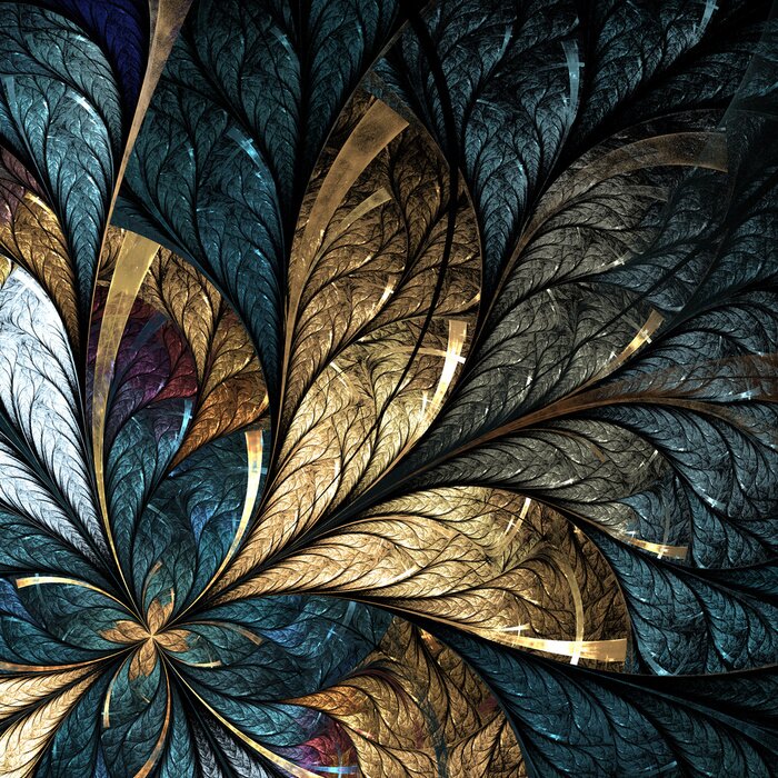 Sticker Schöne Blumenmuster in Buntglasfenster-Stil. Gelb a